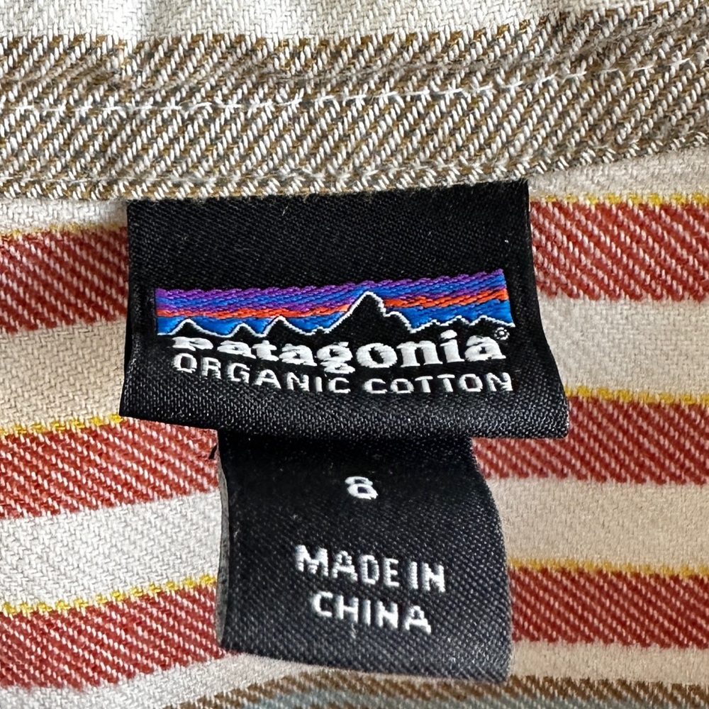 Patagonia Women’s Heywood Flannel Shirt Pinyon Stripe Toasted White Size 8 - Picture 4 of 6